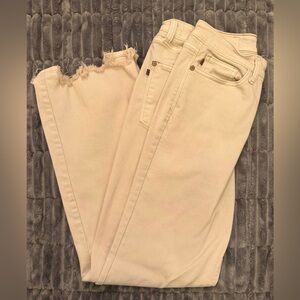 Judy Blue Cream Denim Jeans Straight leg Raw Hem size 9 WILL FIT 11!